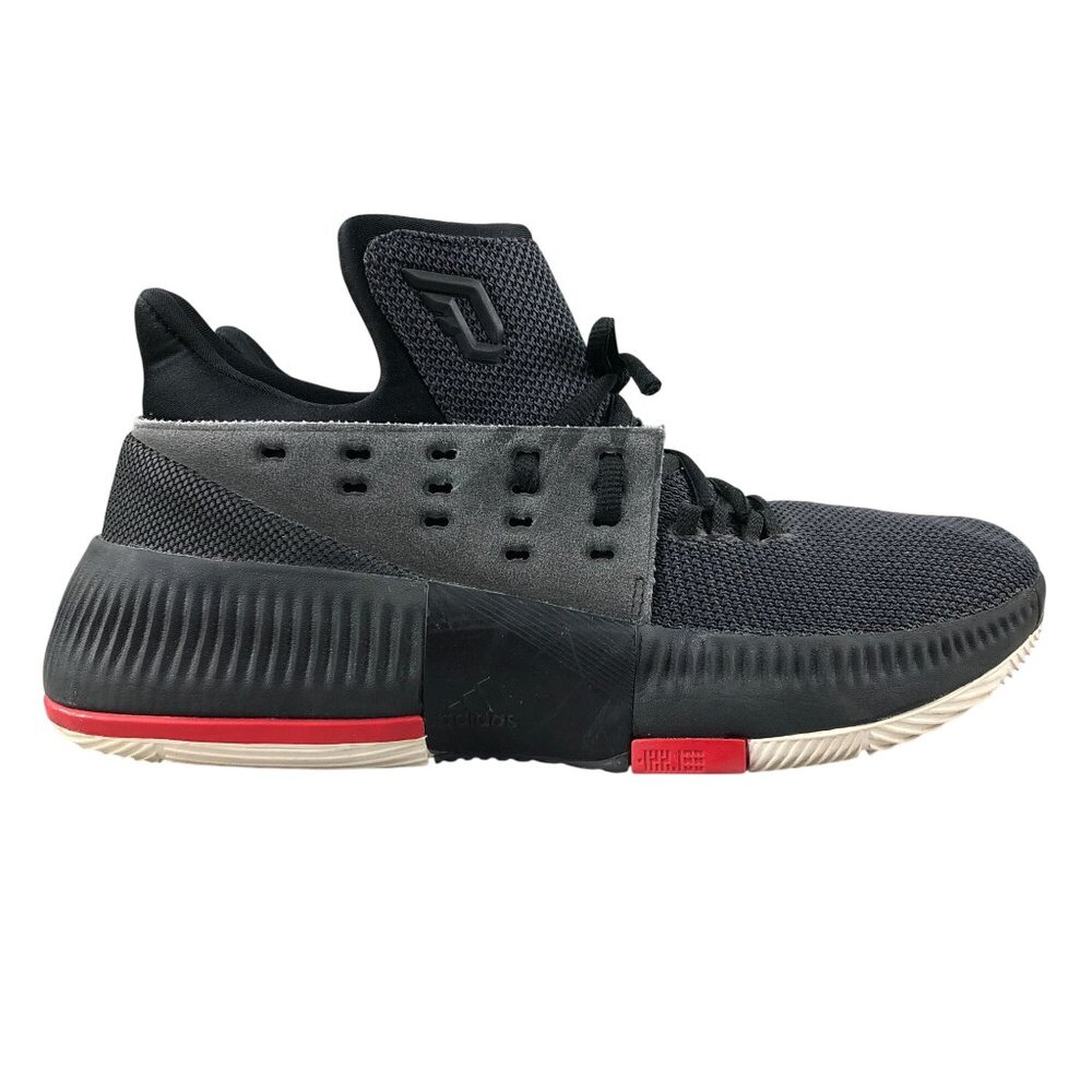 Adidas Men's Size 7 Damian Lillard 3 Black Lace-Up Basketball Sneakers B49590